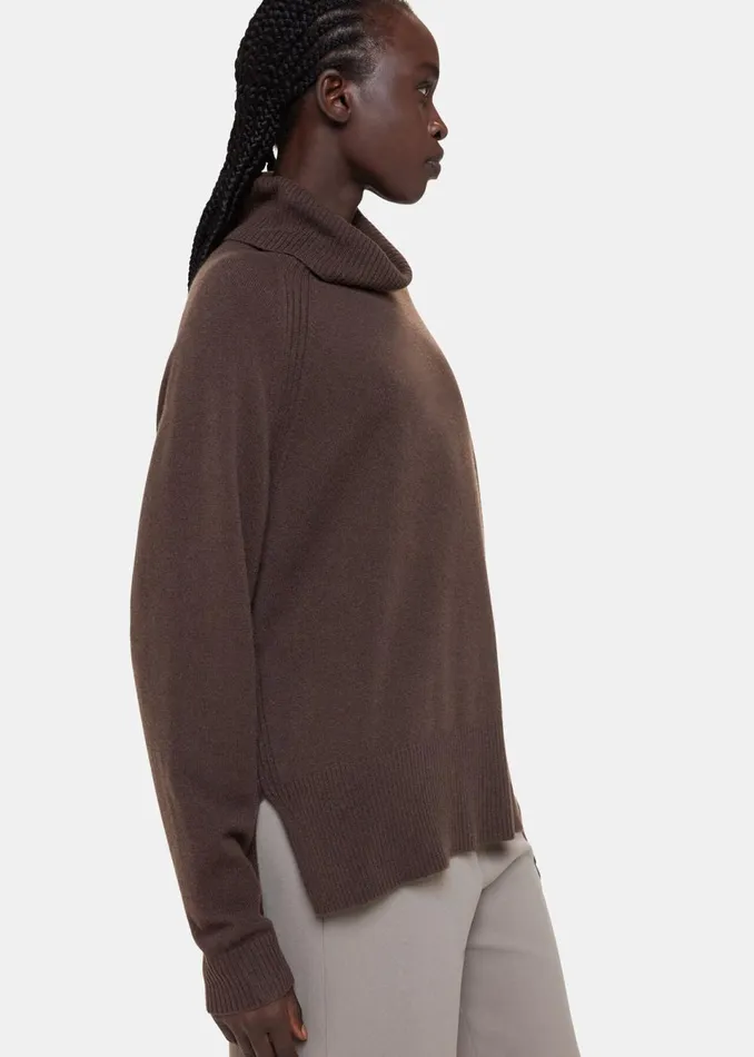Women Knitwear and Cashmere Whistles Brown Cashmere Roll Neck