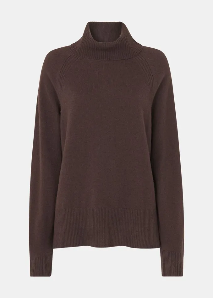 Women Knitwear and Cashmere Whistles Brown Cashmere Roll Neck