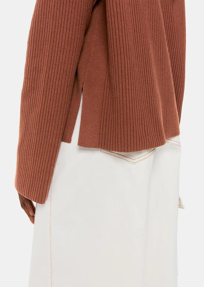 Women Knitwear and Cashmere Whistles Brown Rib Collar Cardigan
