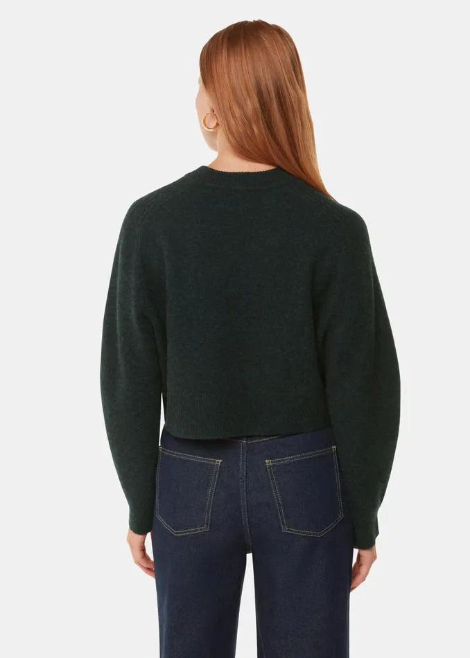 Women Knitwear and Cashmere Whistles Dark Green Wool Crop Relaxed Knit
