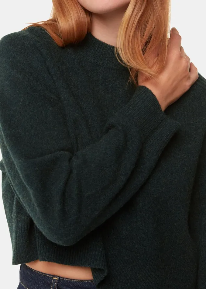 Women Knitwear and Cashmere Whistles Dark Green Wool Crop Relaxed Knit
