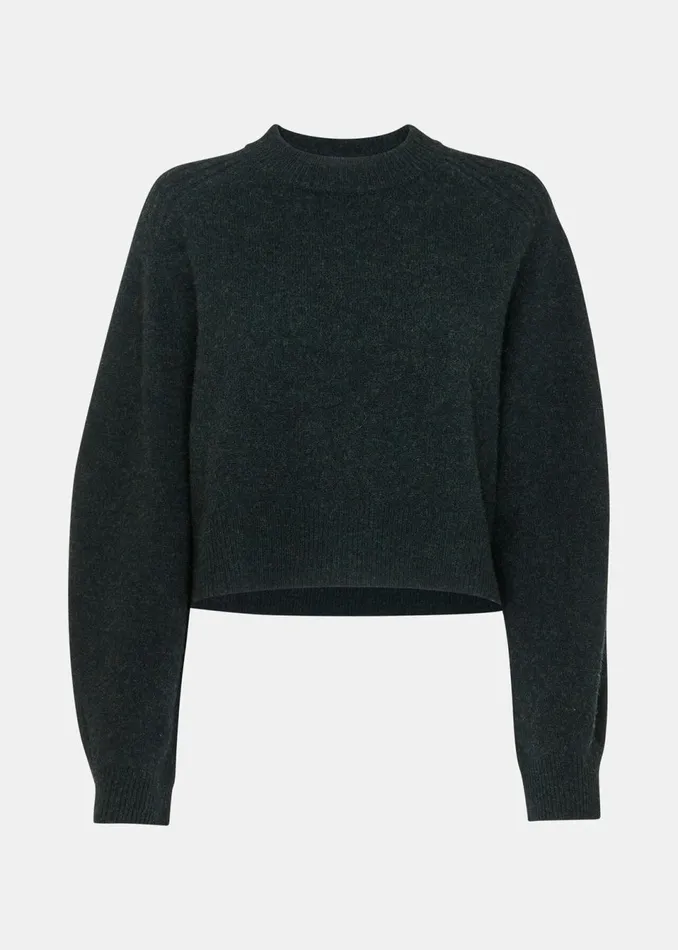 Women Knitwear and Cashmere Whistles Dark Green Wool Crop Relaxed Knit