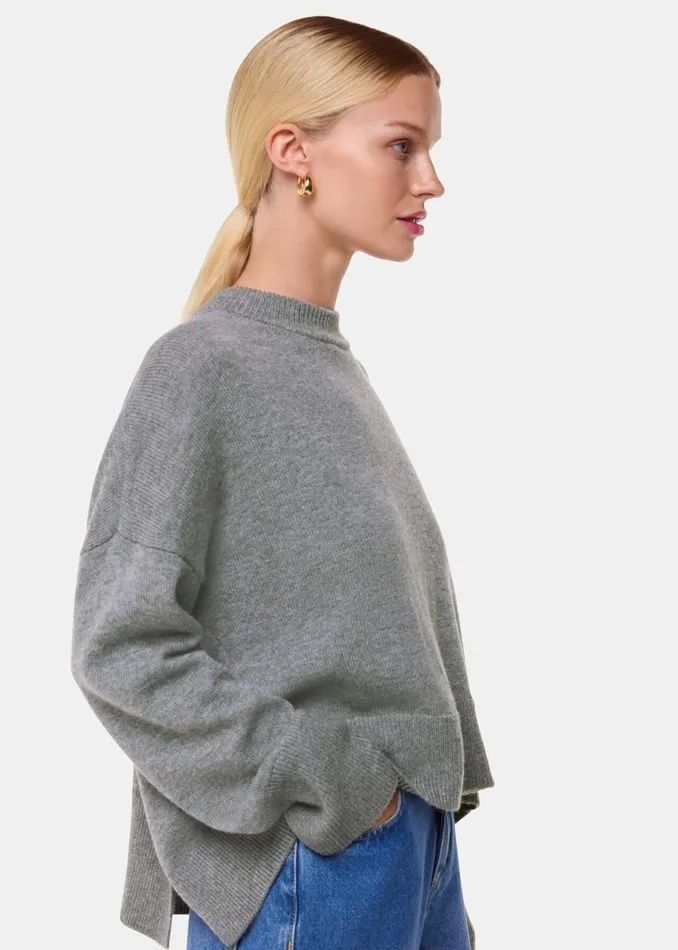 Women Knitwear and Cashmere Whistles Dark Grey Cashmere Blend Split Back Knit