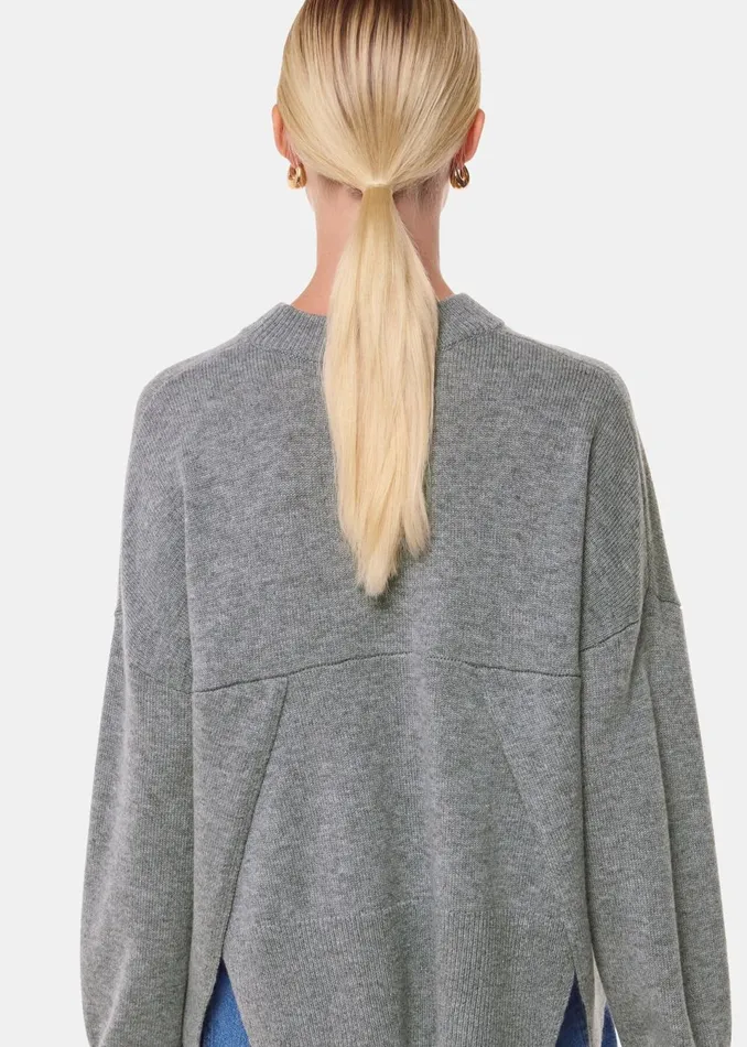 Women Knitwear and Cashmere Whistles Dark Grey Cashmere Blend Split Back Knit