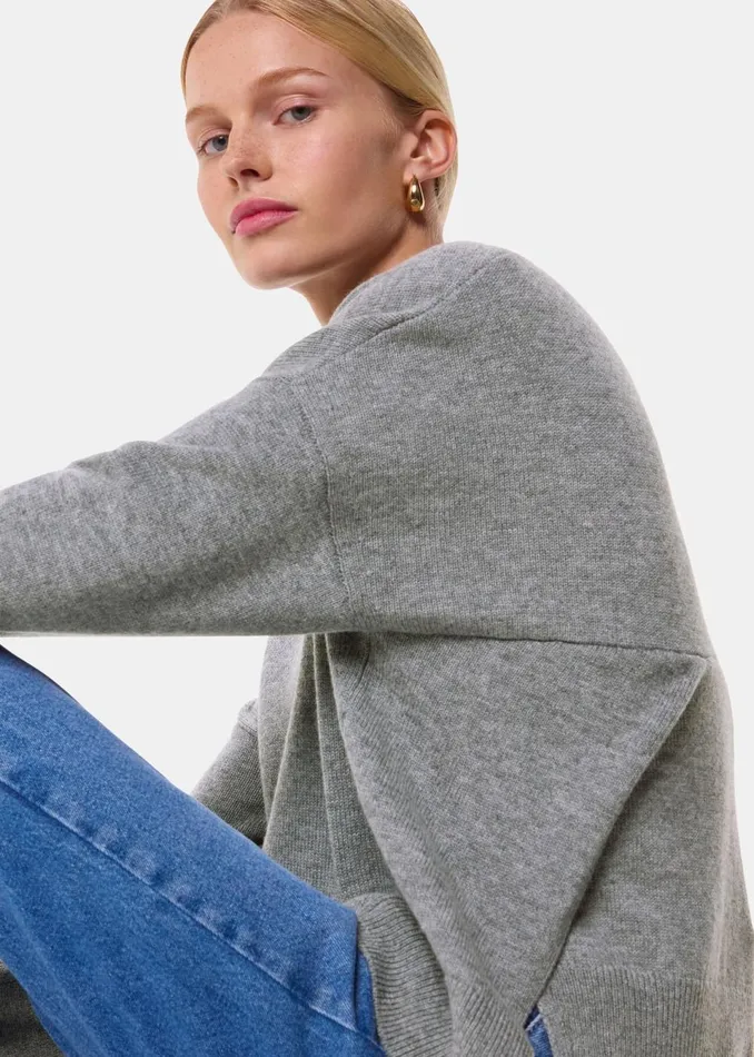 Women Knitwear and Cashmere Whistles Dark Grey Cashmere Blend Split Back Knit