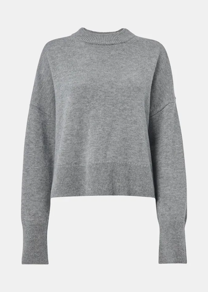 Women Knitwear and Cashmere Whistles Dark Grey Cashmere Blend Split Back Knit
