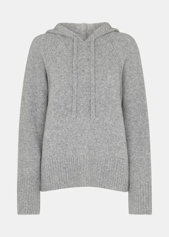 Women Knitwear and Cashmere Whistles Grey Textured Hooded Sweater