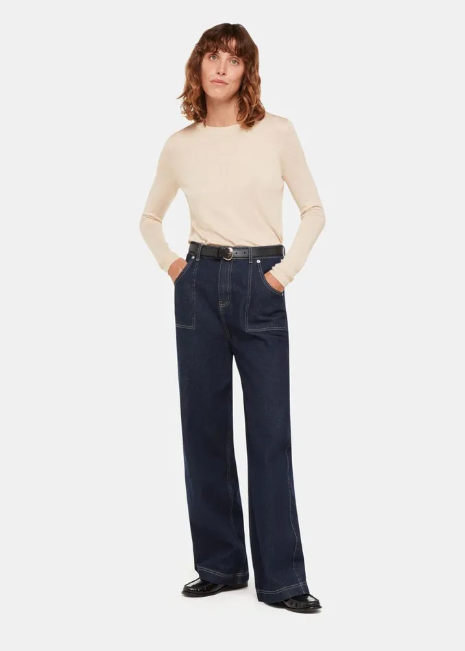 Women Knitwear and Cashmere Whistles Ivory Annie Sparkle Crew Neck
