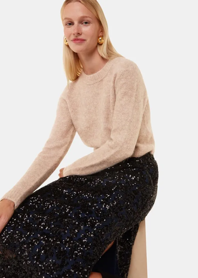 Women Knitwear and Cashmere Whistles Neutral Alpaca Mix Fluffy Knit