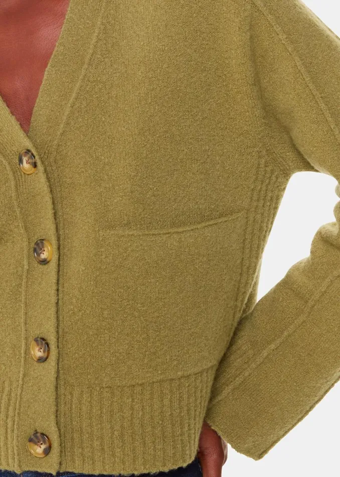 Women Knitwear and Cashmere Whistles Sage Green Wool Mix Pocket Cardigan