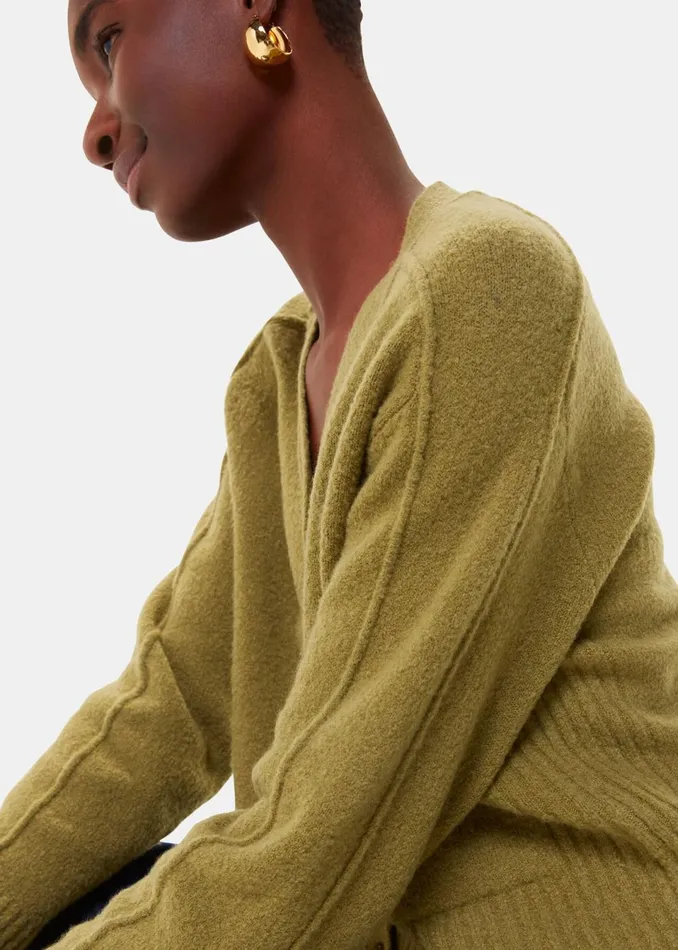 Women Knitwear and Cashmere Whistles Sage Green Wool Mix Pocket Cardigan