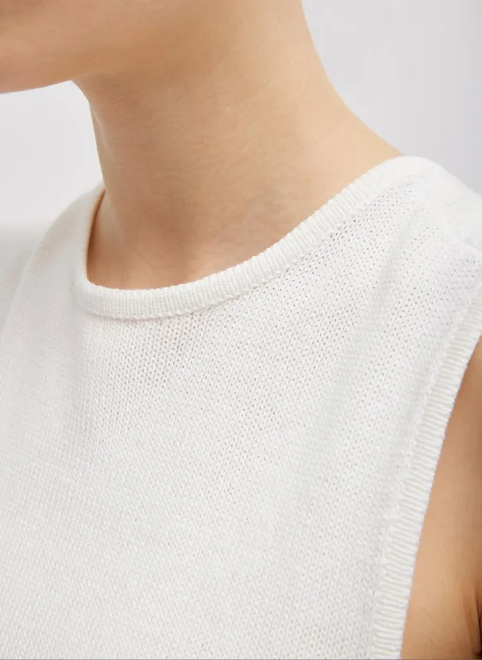 Women Knitwear and Sweatshirts Tibi Cotton Criss Cross Sleeveless Sweater White Women Knitwear and Sweatshirts Tibi Cotton Criss Cross Sleeveless Sweater White