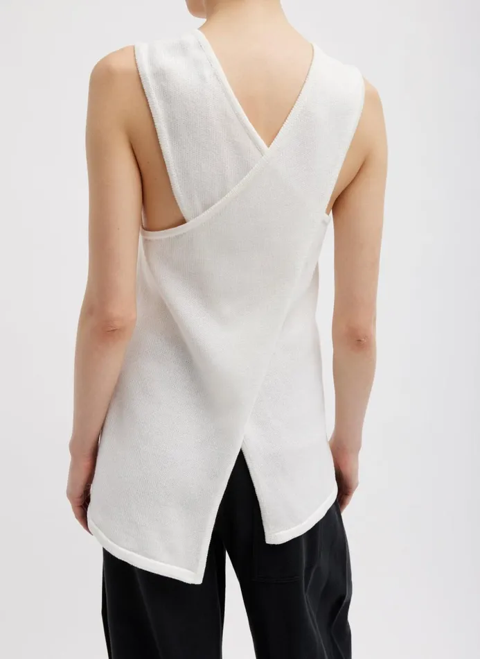 Women Knitwear and Sweatshirts Tibi Cotton Criss Cross Sleeveless Sweater White