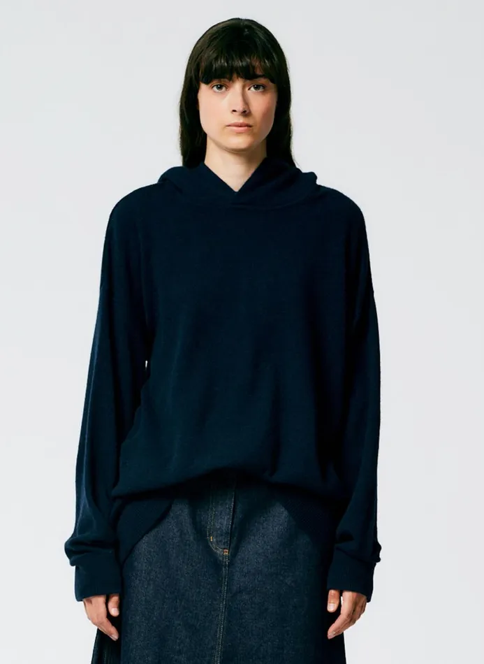 Women Knitwear and Sweatshirts Tibi Feather Weight Cashmere Easy Men039s Hoodie Navy Women Knitwear and Sweatshirts Tibi Feather Weight Cashmere Easy Men039s Hoodie Navy