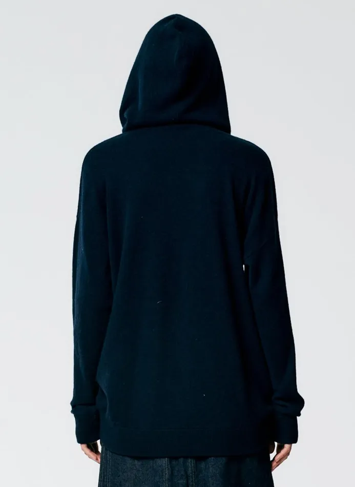Women Knitwear and Sweatshirts Tibi Feather Weight Cashmere Easy Men039s Hoodie Navy
