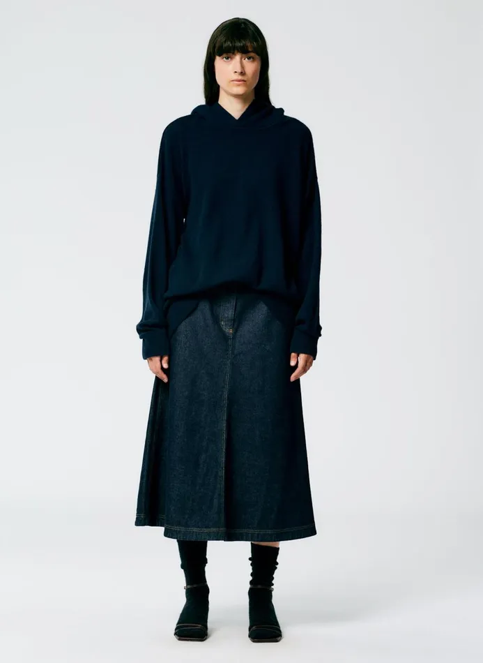 Women Knitwear and Sweatshirts Tibi Feather Weight Cashmere Easy Men039s Hoodie Navy