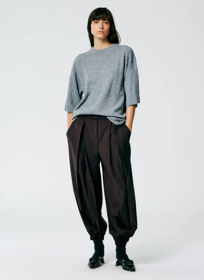 Women Knitwear and Sweatshirts Tibi Feather Weight Cashmere Oversized Easy TShirt Heather Grey