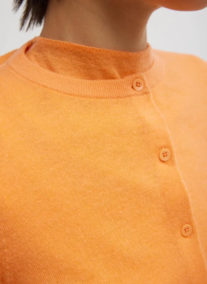 Women Knitwear and Sweatshirts Tibi Skinlike Mercerized Wool Shrunken Cardigan Melon Orange