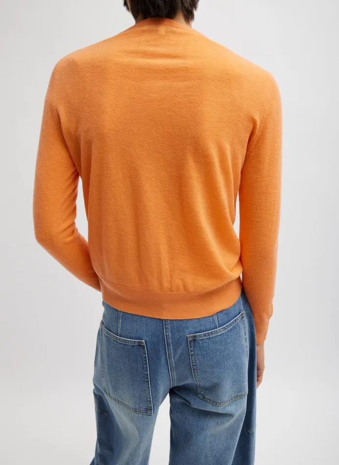 Women Knitwear and Sweatshirts Tibi Skinlike Mercerized Wool Shrunken Cardigan Melon Orange