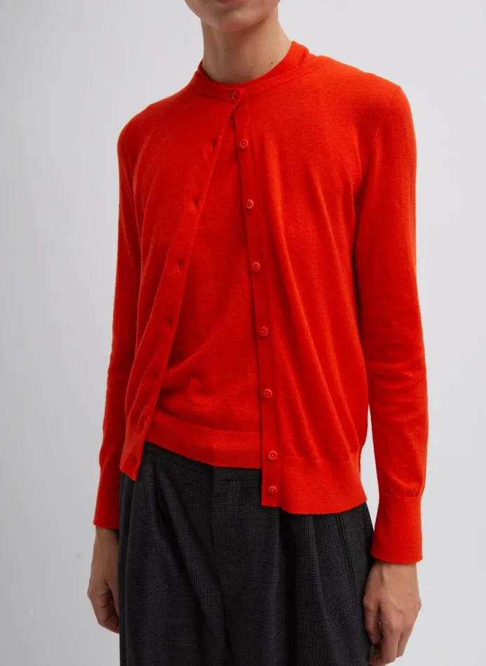Women Knitwear and Sweatshirts Tibi Skinlike Mercerized Wool Shrunken Cardigan Red Women Knitwear and Sweatshirts Tibi Skinlike Mercerized Wool Shrunken Cardigan Red