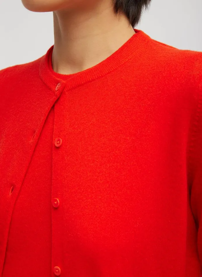 Women Knitwear and Sweatshirts Tibi Skinlike Mercerized Wool Shrunken Cardigan Red