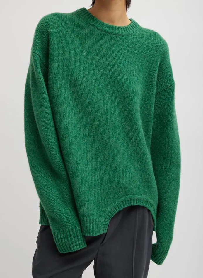 Women Knitwear and Sweatshirts Tibi Soft Lambswool Sweater With Cut Out Detail Green Women Knitwear and Sweatshirts Tibi Soft Lambswool Sweater With Cut Out Detail Green