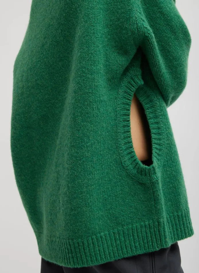 Women Knitwear and Sweatshirts Tibi Soft Lambswool Sweater With Cut Out Detail Green