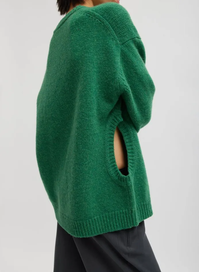 Women Knitwear and Sweatshirts Tibi Soft Lambswool Sweater With Cut Out Detail Green