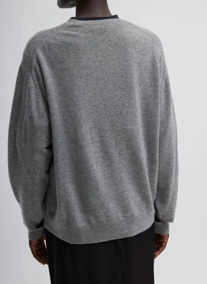 Women Knitwear and Sweatshirts Tibi Washable Cashmere Easy Polo Sweater Heather Grey