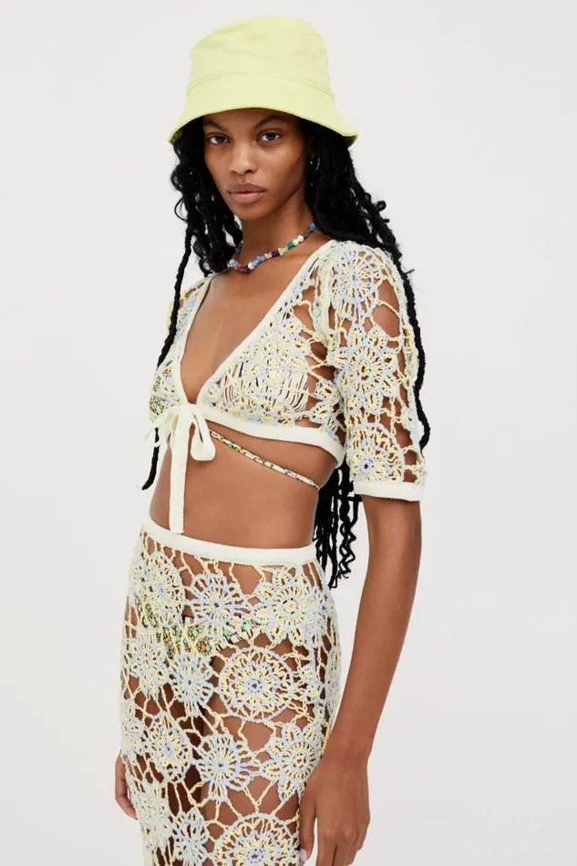 Women Knitwear For Love and Lemons Sofia Crop Top Light Blue Women Knitwear For Love and Lemons Sofia Crop Top Light Blue