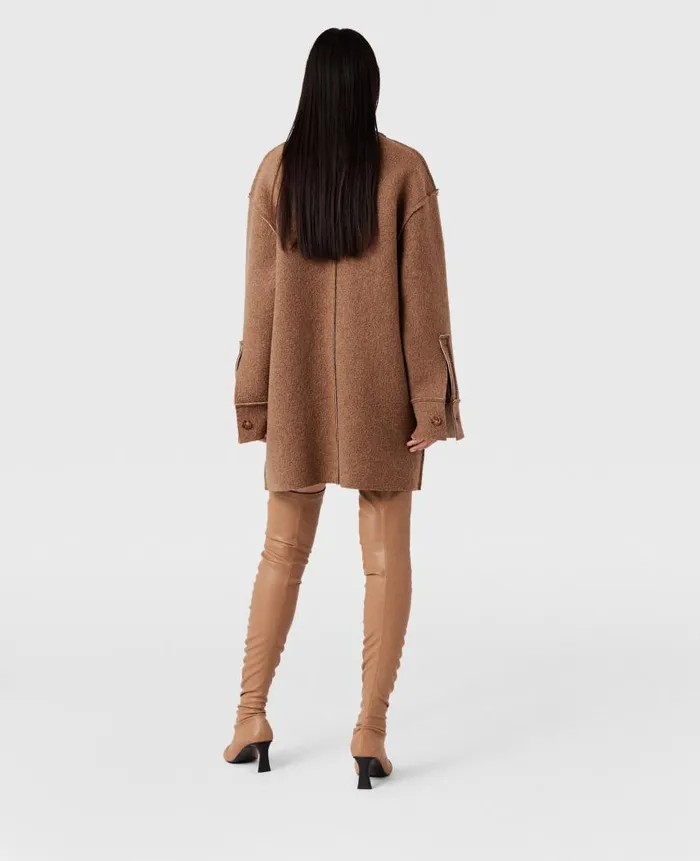 Women Knitwear Stella McCartney Exposed Seams Boucl Shirt Twotone Beige