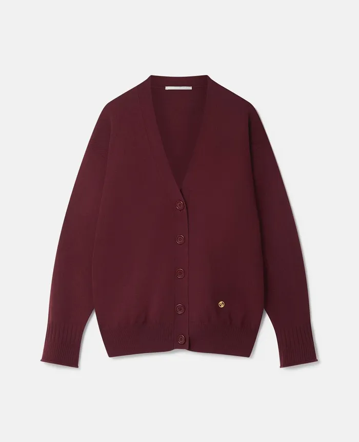 Women Knitwear Stella McCartney Round Neck Long Sleeved Cardigan Burgundy