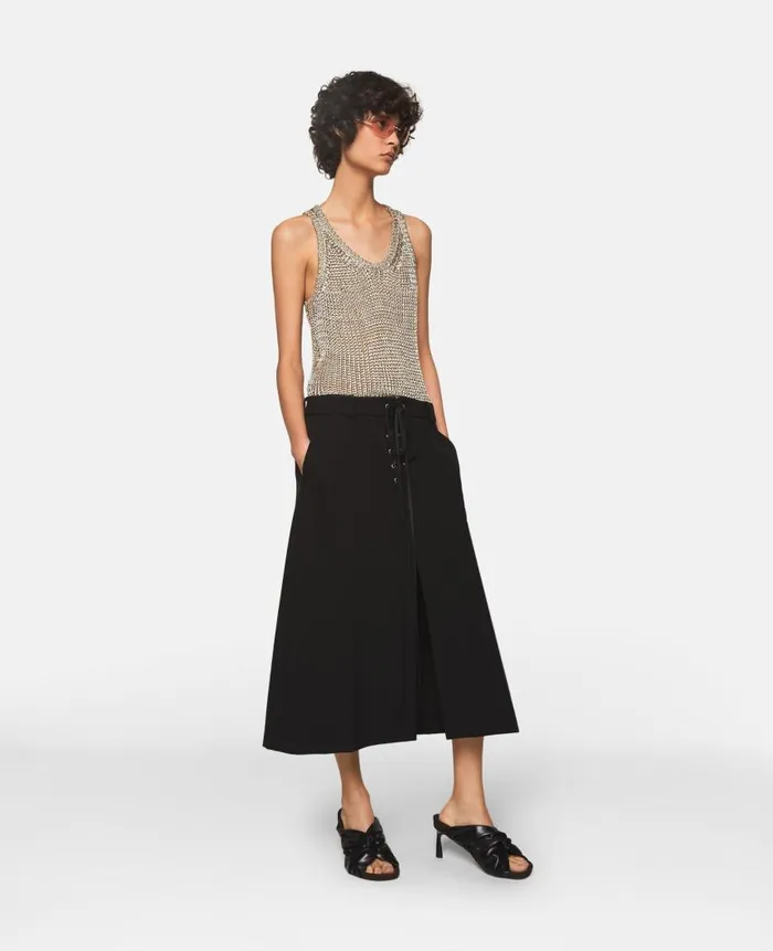 Women Knitwear Stella McCartney Sheer Sparkle Woven Tank Top Metallic Gold