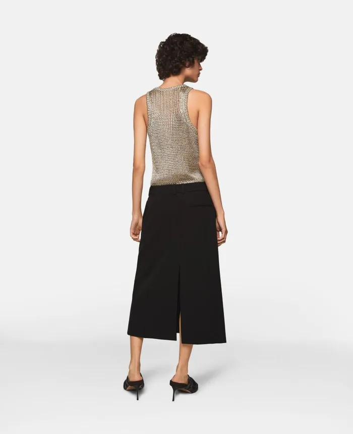 Women Knitwear Stella McCartney Sheer Sparkle Woven Tank Top Metallic Gold