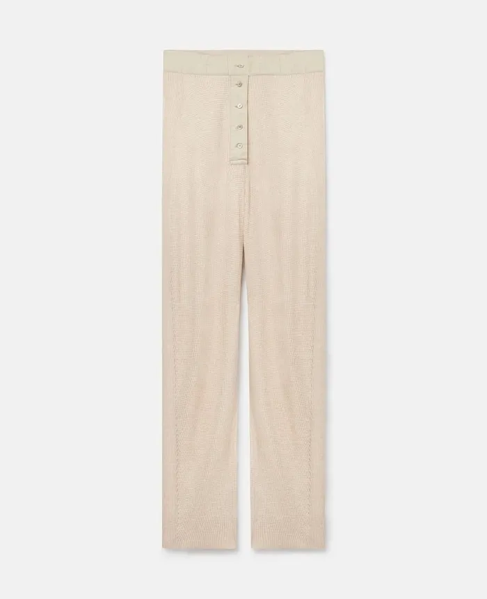 Women Knitwear Stella McCartney WaffleKnit MidRise Wool Trousers Sand White