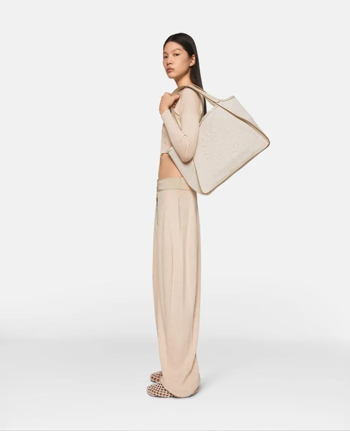 Women Knitwear Stella McCartney WaffleKnit MidRise Wool Trousers Sand White