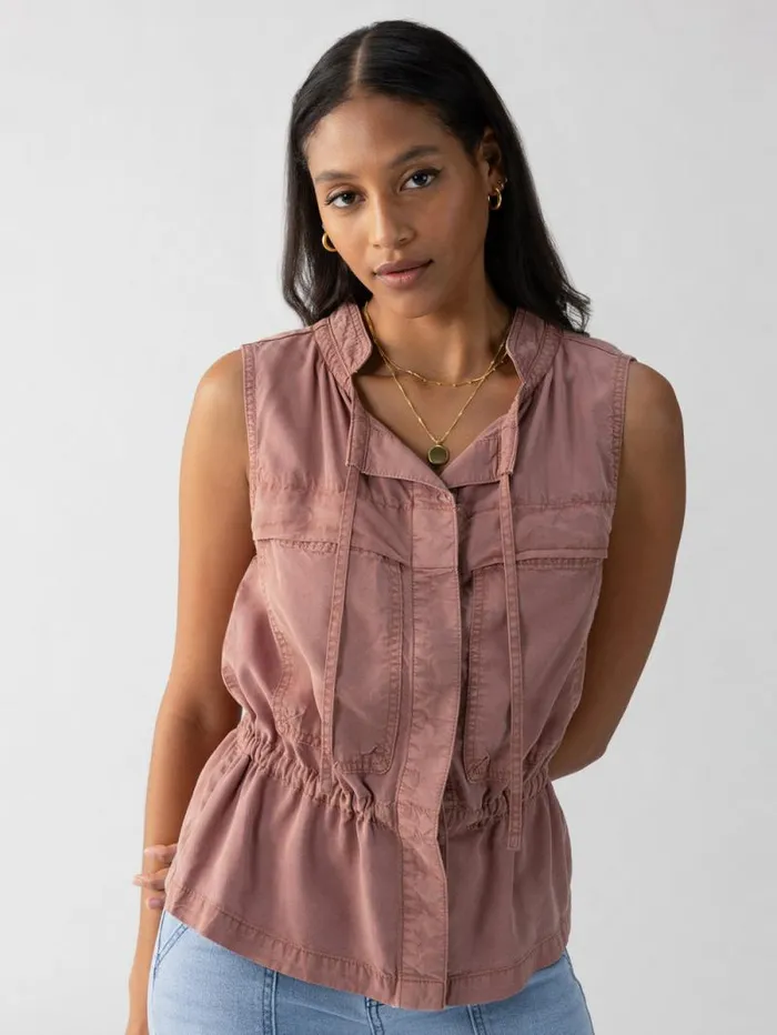 Women Leah Surplus Vest Washed Clay Sanctuary Clothing Jackets and Outerwear