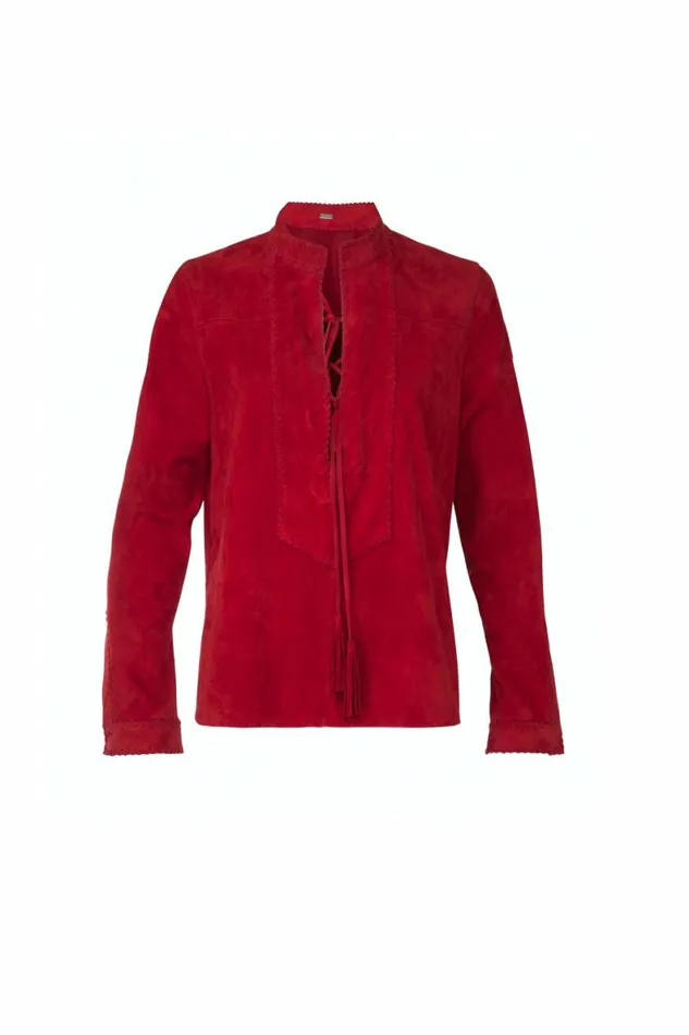 Women Leather DODO BAR OR EL SHIRT Red