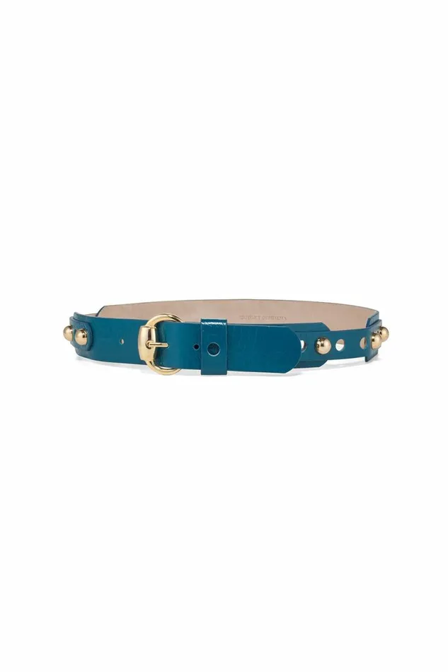 Women Leather DODO BAR OR Liam High Waist Belt Turquoise