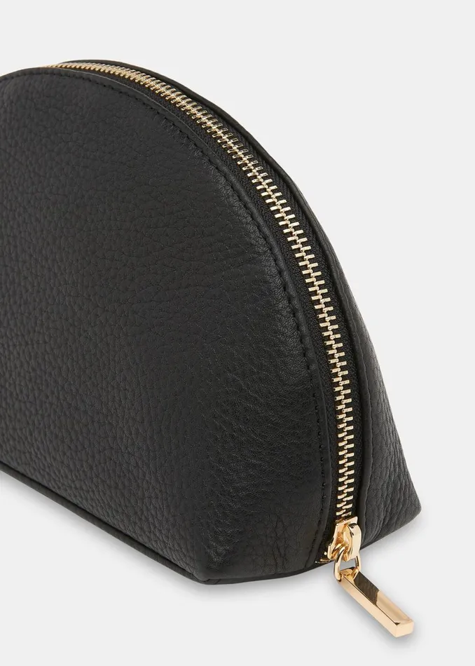 Women Leather Whistles Black Nina Makeup Bag