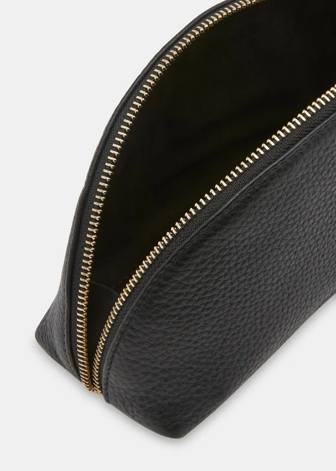 Women Leather Whistles Black Nina Makeup Bag