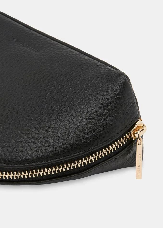 Women Leather Whistles Black Nina Makeup Bag
