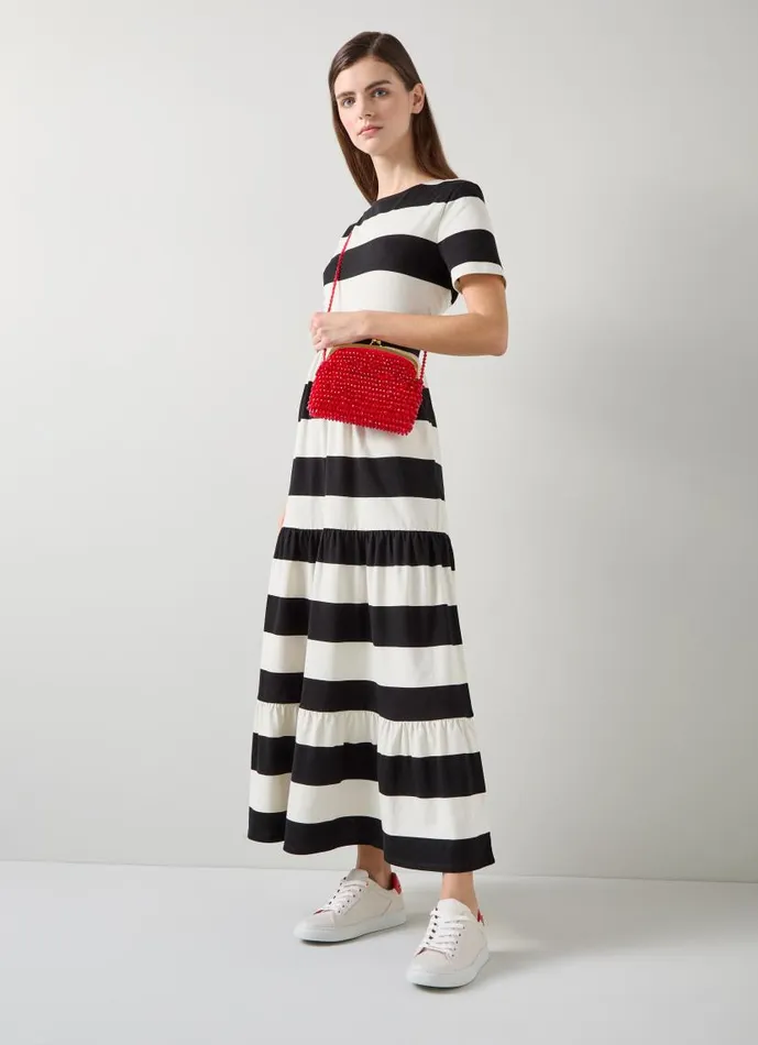 Women Leigh Stripe Jersey Dress Black Cream LKBennett Dresses