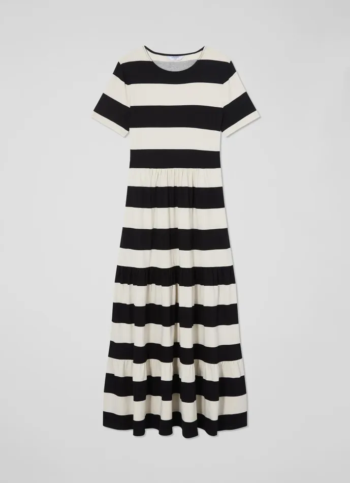 Women Leigh Stripe Jersey Dress Black Cream LKBennett Dresses Women Leigh Stripe Jersey Dress Black Cream LKBennett Dresses