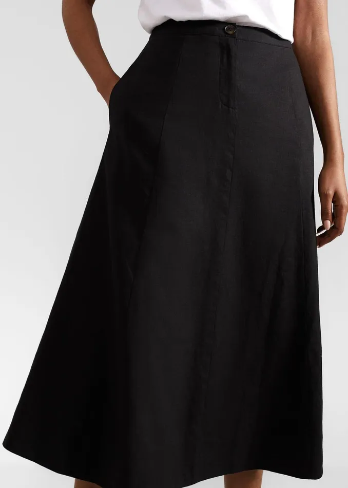 Women Lina Linen Skirt Black Hobbs Skirts