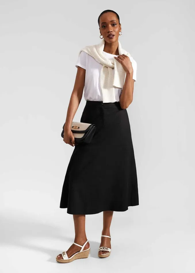 Women Lina Linen Skirt Black Hobbs Skirts