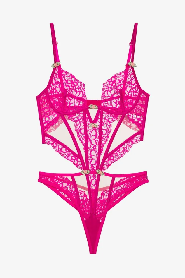 Women Lingerie For Love and Lemons Butterfly Lace Teddy Pink Women Lingerie For Love and Lemons Butterfly Lace Teddy Pink