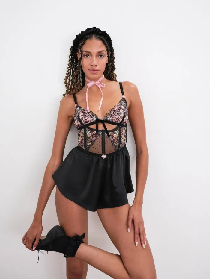 Women Lingerie For Love and Lemons Clara Romper Black