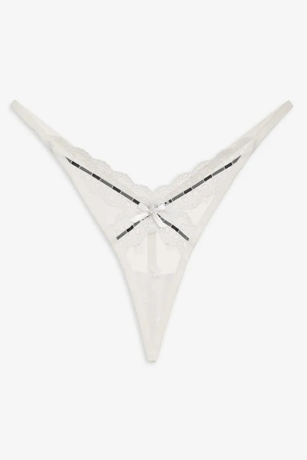 Women Lingerie For Love and Lemons Elizabeth Thong Panty White Women Lingerie For Love and Lemons Elizabeth Thong Panty White