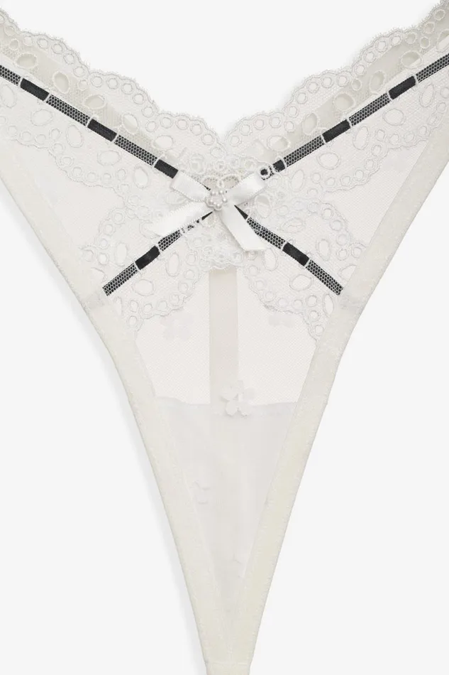 Women Lingerie For Love and Lemons Elizabeth Thong Panty White Women Lingerie For Love and Lemons Elizabeth Thong Panty White